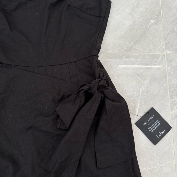 Women’s Lulus Tie and Low One Shoulder Knotted Skort Romper Linen Blend Small - Picture 6 of 16